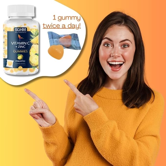 Vitamin C 60000mcg + Zinc 15000mcg Gummies, Individually Wrapped 60 Count, Supports Healthy Immune Health, Vitamin C Gummies,Supplements for Adults