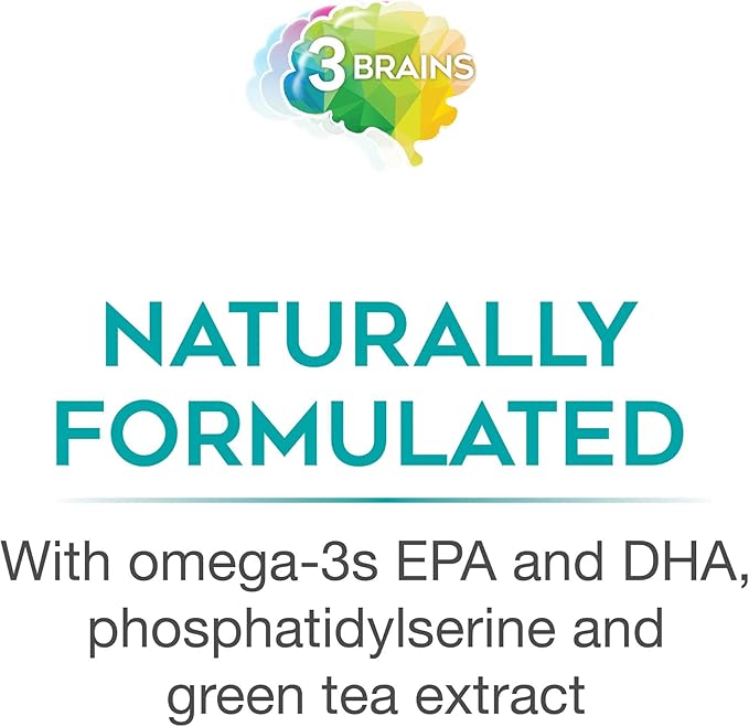 Natural Factors 3 Brains, Higher Thoughts, Support for Cognitive Health and Brain Function, Daily Dietary Supplement, 90 Softgels