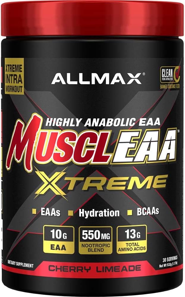 ALLMAX MUSCLEAA Xtreme, Cherry Limeade - 532 g Powder - Provides EAAs, BCAAs & Hydration - Up to 30 Servings