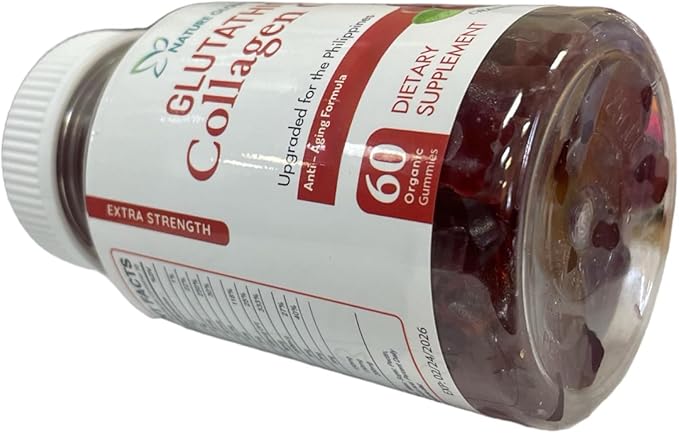 Nature Glow Glutathione Collagen Glow, 60 Organic Chewable Gummies (Cranberry (1 Bottle))