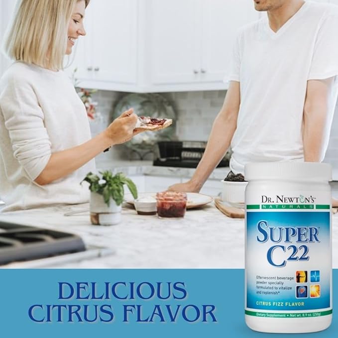 Dr. Newton’s Naturals Super C22 Effervescent Vitamin C Fizzy Powdered Drink Mix with 22 Natural Sources of Vitamin C – 1500mg -8.9 Ounce Can