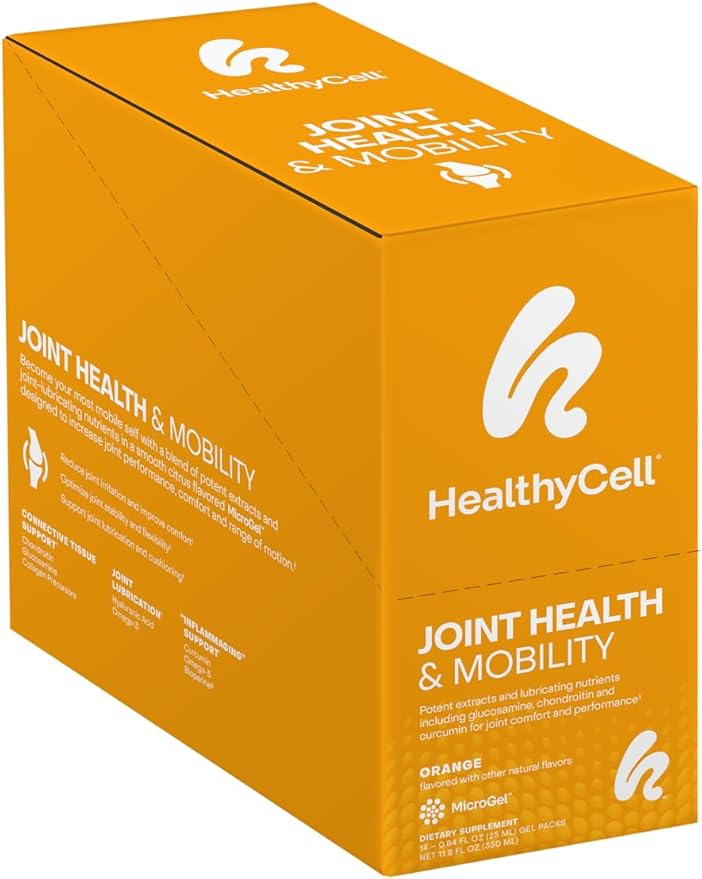 Healthycell Joint Health & Mobility Daily Liquid Supplement - Joint Support Supplement, Inflammation Response, Cartilage & Flexibility with Curcumin, Glucosamine & Chondroitin - 14 Gel Packs