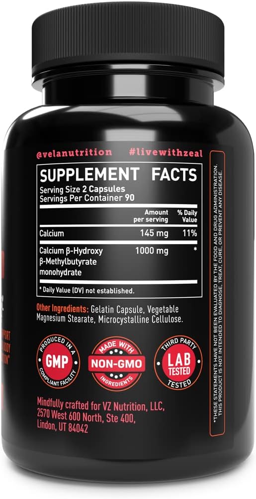 HMB (Hydroxymethylbutyrate) Capsules 1,000 mg | | B-Hydroxy & B-Methyburate | Supports Muscle Mass, Muscle Protein Synthesis* | Support Improved Body Composition |180 Capsules