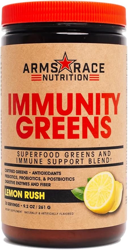 Arms Race Nutrition Immunity Greens Superfood Greens and Immune Support Blend - 9.2 oz. (30 Servings) (Lemon Rush)