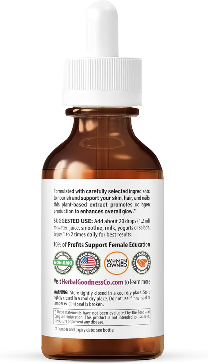 Herbal Goodness Look Your Best Foot Forward - 2oz Bottle - Plant-Based Beauty Liquid Extract for Skin, Hair & Nails. Substitute Liquid Collagen for Women & Biotin, Horsetail Supplements