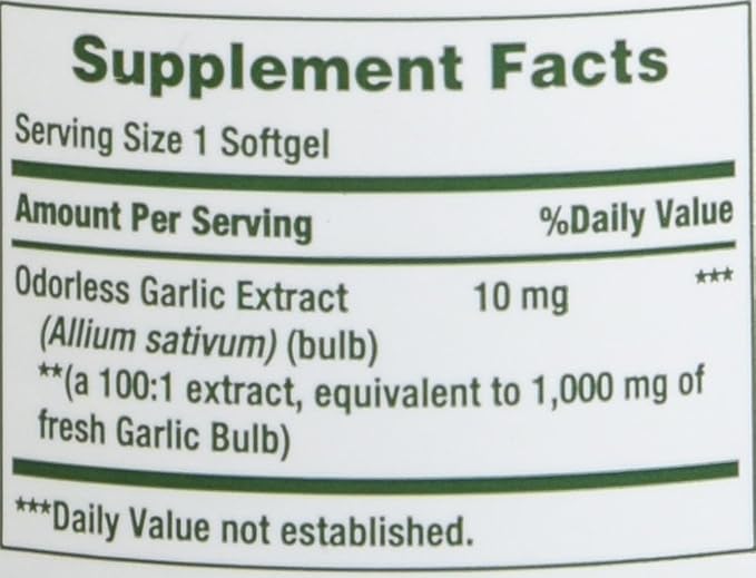 Nature's Bounty Garlic Extract 1000 mg, 100 Rapid Release Softgels (Pack of 4)
