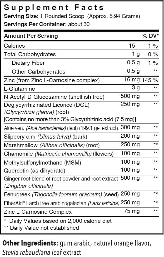 Patient One GastroOne | Powder Supplement to Support GI Lining and Gut and Digestive Health* | with Glutamine, DGL, Ginger, nAG and More | 6.35 oz