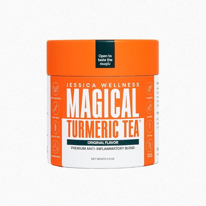 JESSICA WELLNESS Magical Turmeric Tea/Ginger Turmeric Tea with Black Pepper/Turmeric Powder with Black Pepper, Ginger and Stevia, 3.5 oz Magical Turmeric Tea