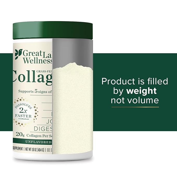 Great Lakes Wellness Collagen Peptides Powder for Skin, Hair, Nails, Joints & Digestion - Unflavored - Quick Dissolve Hydrolyzed, Non-GMO, Keto, Kosher - 16 oz - 3 Pack