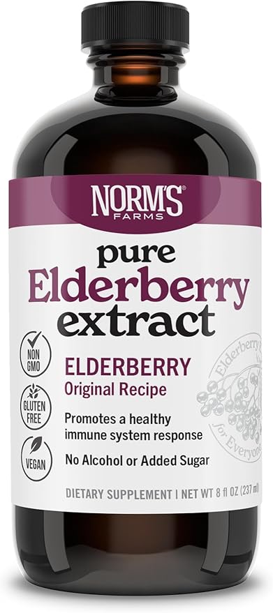 Norm's Farms Black Elderberry Wellness Syrup and Black Elderberry Extract - Natural Immune Support - 2PK 8 Oz. Containers