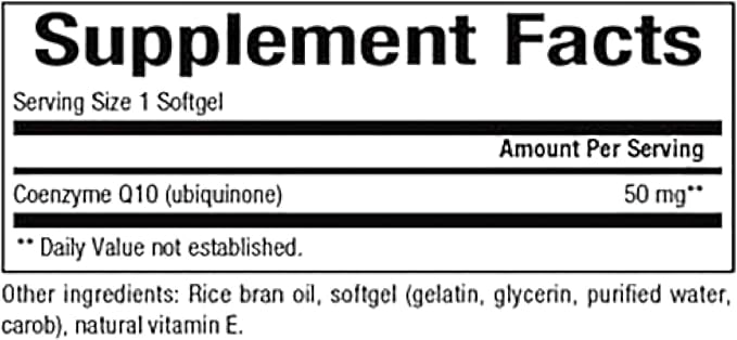 Natural Factors, Coenzyme Q10 50mg, CoQ10 Supplement for Energy, Heart and Antioxidant Support, Gluten Free, 120 softgels (120 servings)