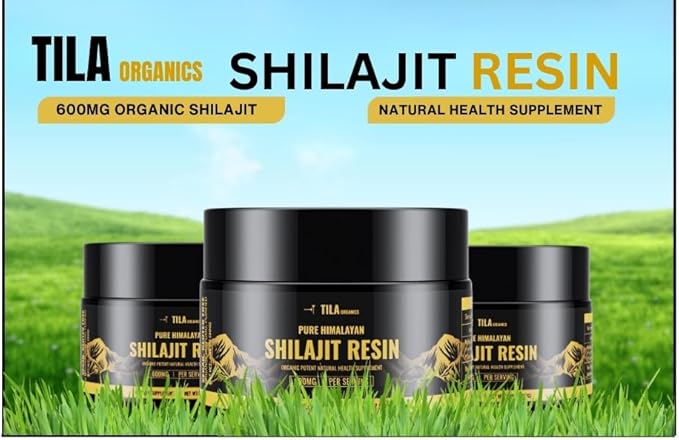 TILA Organic Pure Himalayan Shilajit Resin, Natural Supplement for Men & Women. Fulvic Acid and Humic Acid with Over 85 Trace Minerals. Vegan Gluten Free Non-GMO-600 mg-30g Jar