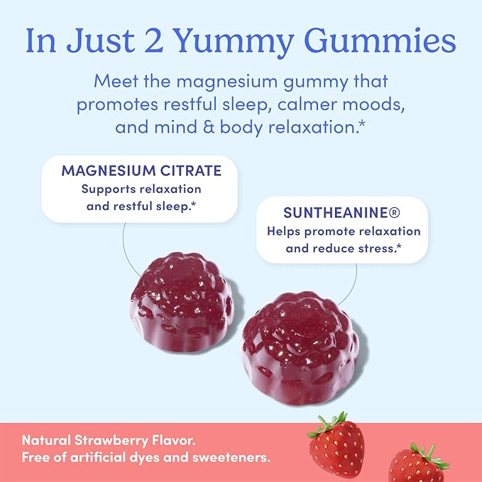 First Day Kids’ Nighttime Reset Calming Magnesium Gummies – Sleep Aid to Support Calm & Relaxation – Bedtime Supplement with Magnesium Citrate, Suntheanine & No Melatonin – 60-Day Supply