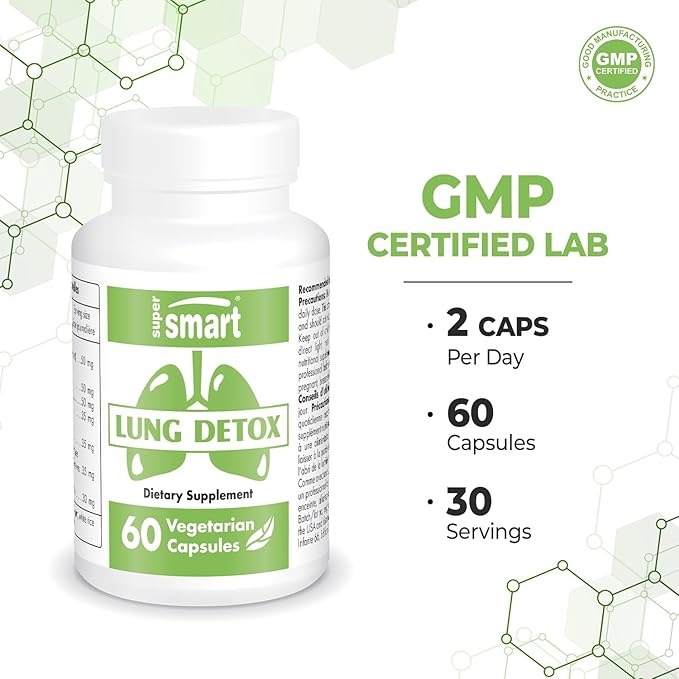 Supersmart - Lung Detox (Advanced Formula) - with Quercetin, Bromelain, Curcuminoids, EGCG | Non-GMO & Gluten Free - 60 Vegetarian Capsules