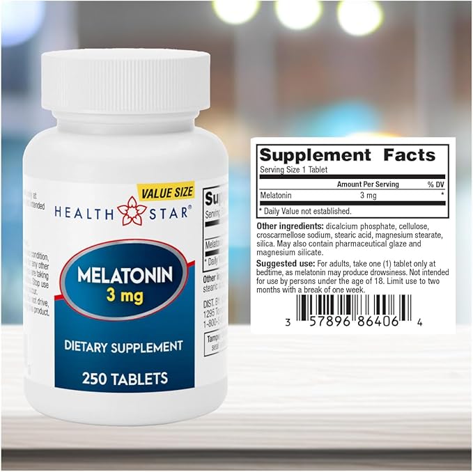 GeriCare Melatonin 3mg Tablets, Balances Nighttime Routine - Helps Adjust to Changing Schedules - Promotes Restful Evenings – Easy-to-Take Tablets, 250 Count (Pack of 1)