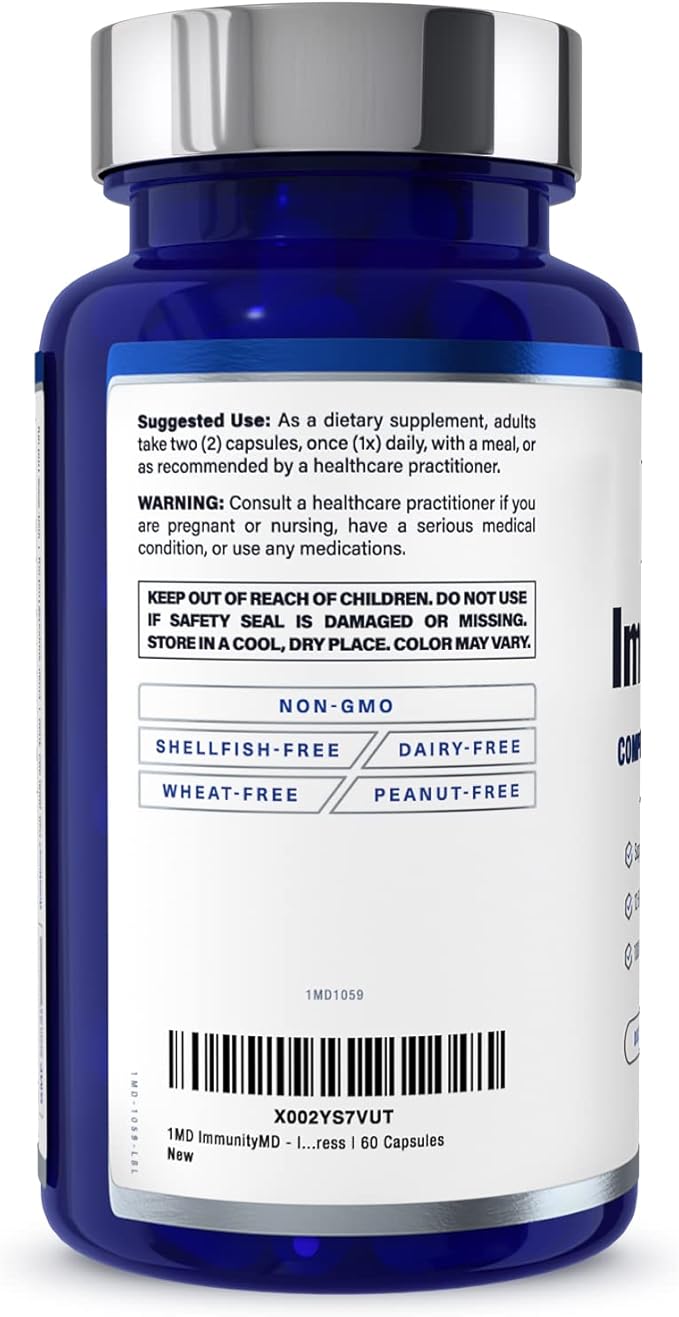 1MD Nutrition ImmunityMD - Immune Health Probiotic | Potent, Doctor-Selected Probiotic Strains with Prebiotic - Promote Overall Immune System Strength, Reduce Everyday Stress | 60 Capsules (2 Pack)