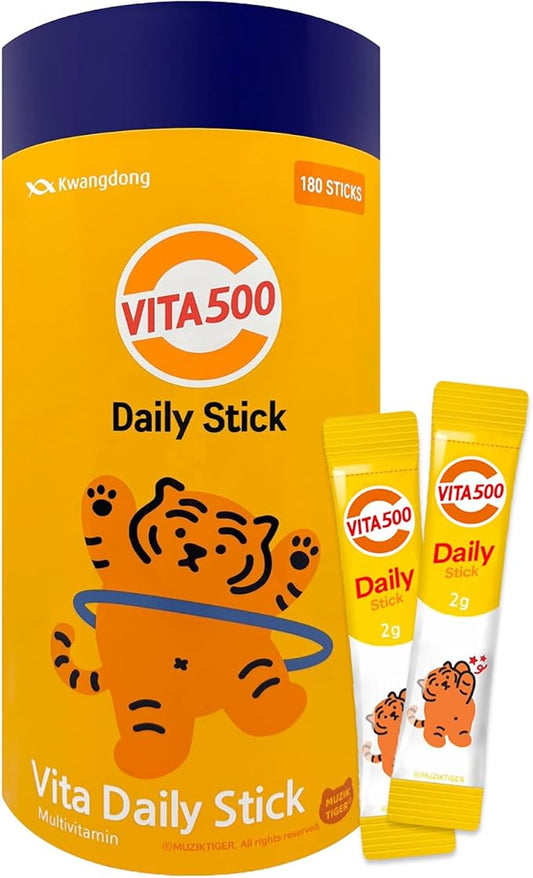 Vita500 Multivitamin Powder Daily Stick, Improve Strong Immune, & Energy Boost with Vitamin C 500mg, and Vitamin B Complex (180 Sticks of 500mg)