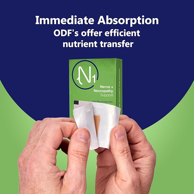 Nerve Support Oral Dissolvable Film N1 by NerveSpa - Improve Flow, Build Immunity, Support the Nervous System, 10 Films/box - Boost energy, and enhance bodily processes.
