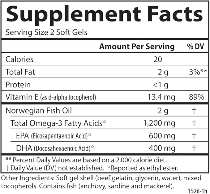 Carlson - Super Omega-3 Gems, 1200 mg Omega-3s, Cardiovascular Support, Brain Function & Vision Health, 180 soft gels