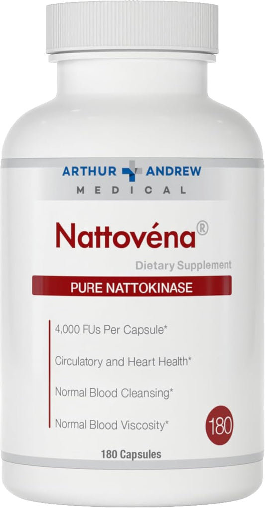 Arthur Andrew Medical, Nattovena, Pure Nattokinase Supplement, Double Strength 4,000 FUs per Capsule, 180