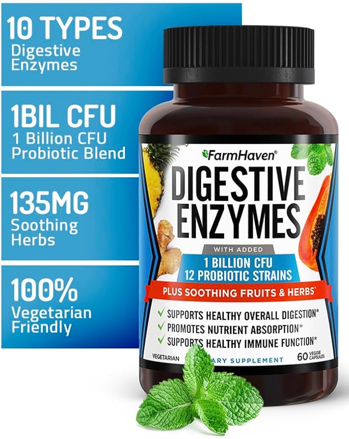 FarmHaven Digestive Enzymes with 18 Probiotics & Herbs Magnesium Glycinate & Malate Complex