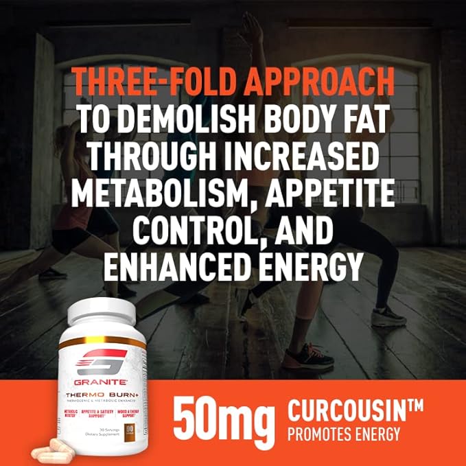 Thermo Burn by Granite, New Advanced Formula for Thermogenic, Metabolic, Mood & Appetite Support with Alpha GPC, Theobromine, & 5-HTP (90 Capsules)