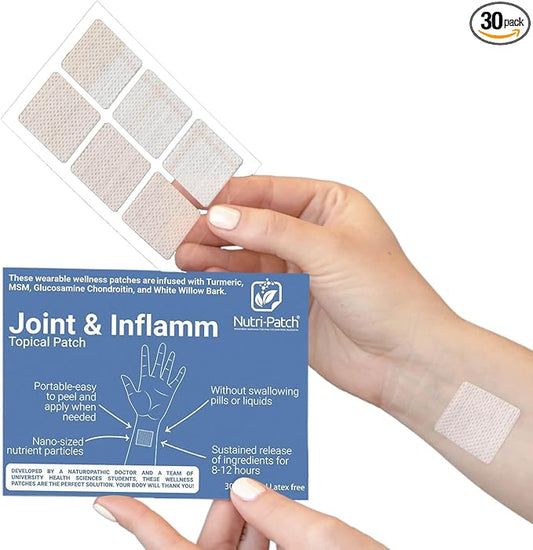 Joint & Inflamm Topical Patch,Infused with MSM,Turmeric,Glucosamine,White Willowbark,and Other Wellness Ingredients.Designed to give You a Boost (30/Pack)