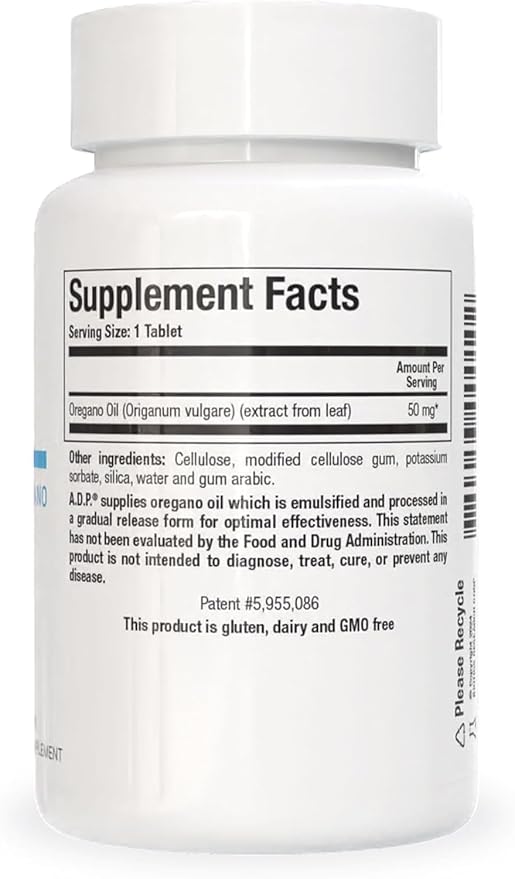 Biotics Research A.D.P.- Emulsified Oil of Oregano -Patented Formula, Wild Oregano Oil 50mg/S- Highly Concentrated Carvacrol - Sustained Release for High Absorption, GI Health –120 Tablets