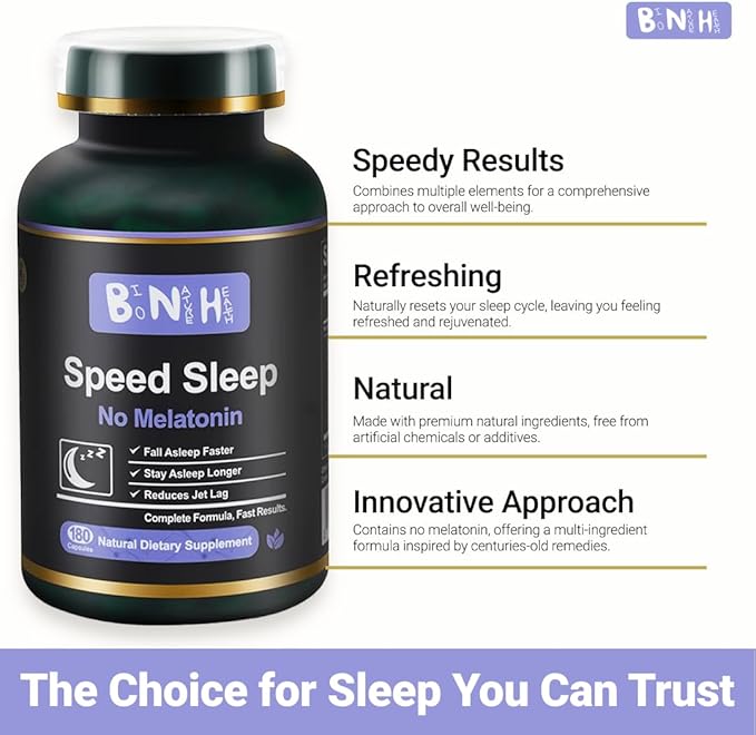 Speed Sleep- Natural Supplements for Sleep, Melatonin Free, Gluten Free, All-Natural Ingredients, 180 Capsules, Non-Habit Forming, Relaxing