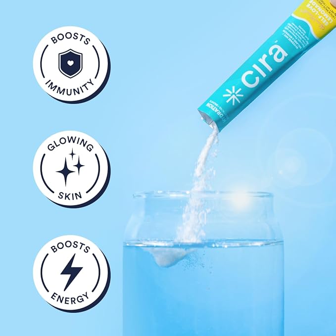 Cira Hydration Stick Packs x Alicia McCarvell Electrolyte Powder & Drink Mix for On-The-Go Dehydration Relief & Recovery - Self Love Lemonade, 20 Servings