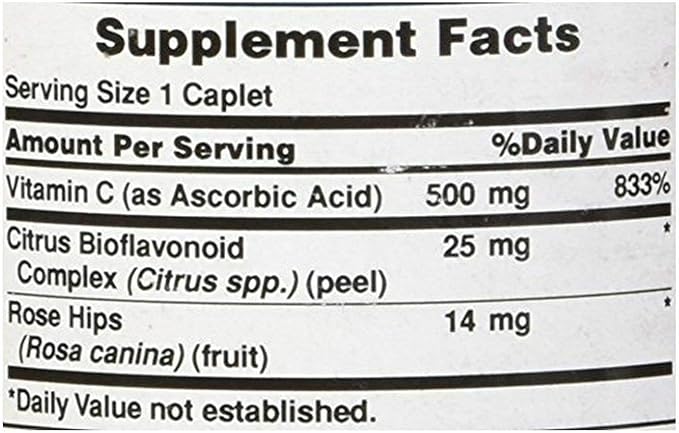 Puritan's Pride Vitamin C-500 mg with Bioflavonoids & Rose HIPS 100 Caplets