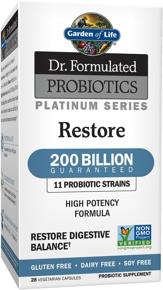 Garden of Life Dr. Formulated Probiotics Platinum Series Restore 200 Billion & Zinc Supplements 30mg High Potency Raw Zinc and Vitamin C Multimineral Supplement
