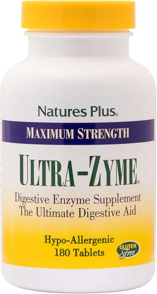 NaturesPlus UltraZyme - 120 mg Ox Bile, 180 Tablets - Maximum Strength Digestive Enzyme Supplement, Promotes Nutrient Absorption - 90 Servings