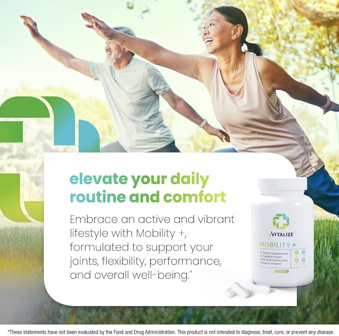 REVITALIZE Mobility + Advanced Joint & Connective Tissue Support Formula Inflammation, Joint Care & Relief, Heart & Immune Support, Perna Canaliculus, Glucosamine, MSM, DMG- 90 Tablets