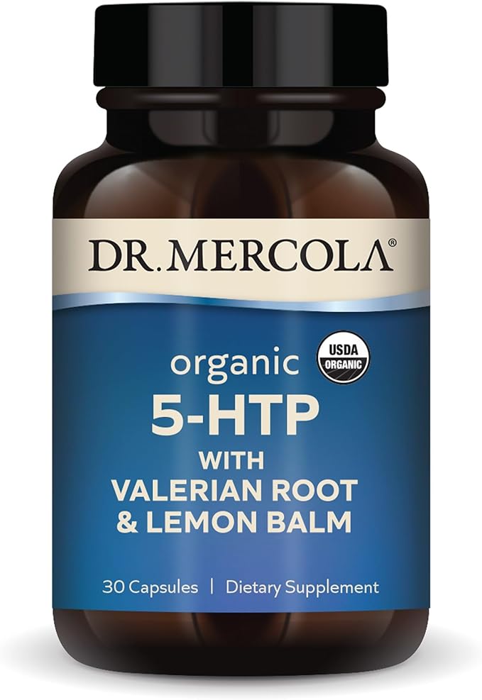 Dr. Mercola Organic 5-HTP with Valerian Root and Lemon Balm, 30 Servings (30 Capsules), Dietary Supplement, Suports Restful Sleep, Non-GMO, Certified USDA Organic