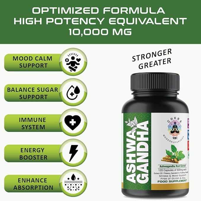XTRAKT Ashwagandha Supplements Equivalent 10,000mg - 120 Ashwagandha Vegan Capsules - Organic Ashwagandha Powder and Root Extract Capsules - Stress Relief Supplement, Mood Enhancer - 4 Month Supply