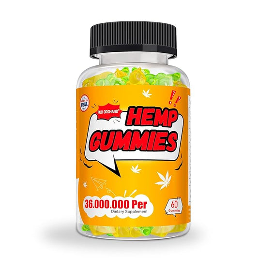 FUJI ORCHARD 36000mg Hemp Gummies High Potency - Hemp Gummies for Deep Bedtimes & Relaxation - Gominolas de aceite de Marihuana Natural para adultos - Sin Gluten y veganas - 60 unidades