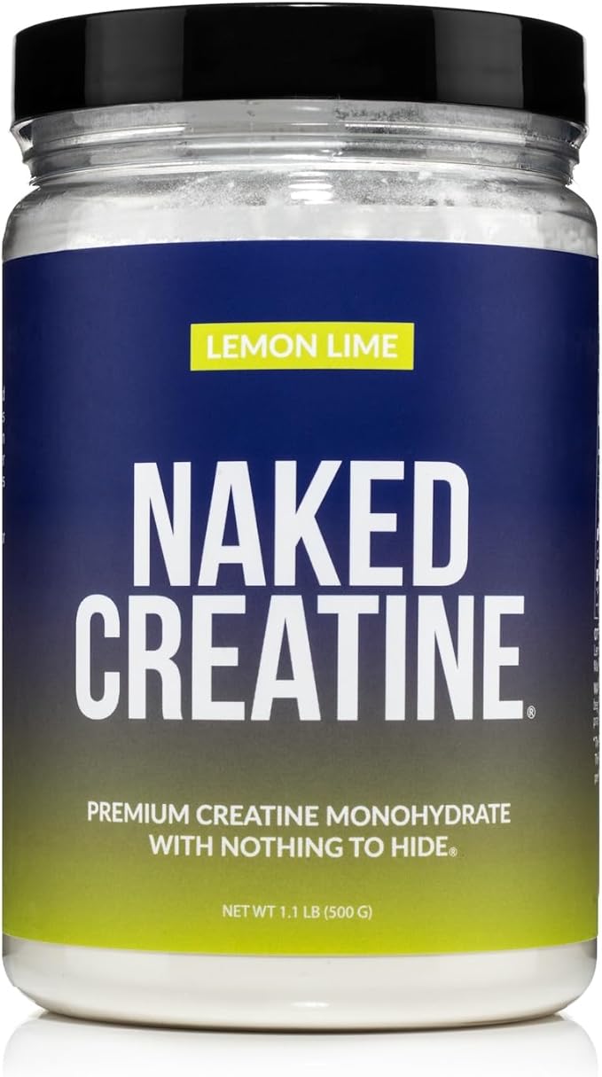 NAKED Pure Micronized Lemon Lime Creatine Monohydrate - 42 Servings - 500 Grams, 1.1Lb Bulk, Vegan, Non-GMO, Gluten Free, Soy Free. Aid Strength Gains, No Additives