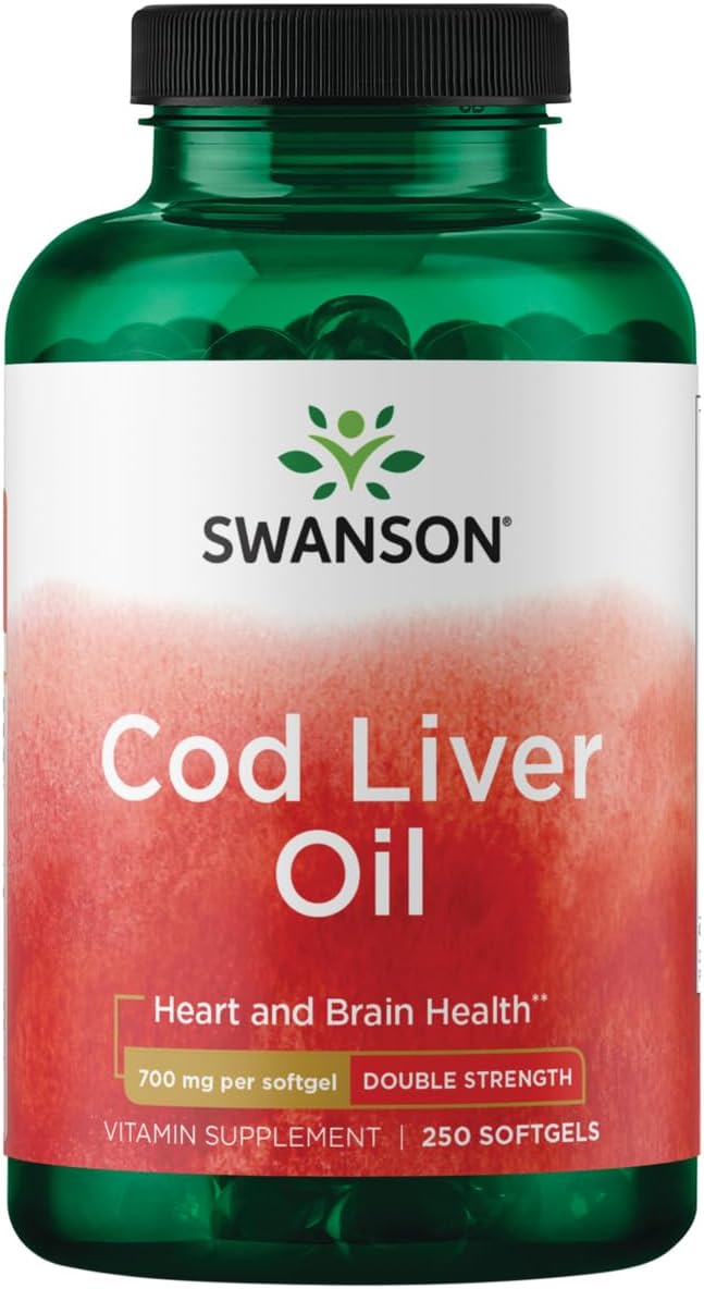 Swanson Cod Liver Oil - Wellness Supplement Promoting Bone, Skin Health, Vision Support & Immune System Function - Natural Formula with High Absorption Vitamin A - (250 Softgels, 700mg Each)