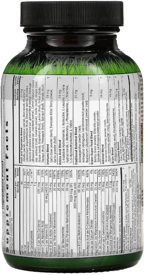 Irwin Naturals Women's Living Green Liquid-Gel Multi Vitamin - 90 Liquid Softgels - 70 Essential Nutrients, Full-Spectrum Vitamins, Wholefood Blend - Targeted Adrenal & Brain Support-30 Total Servings