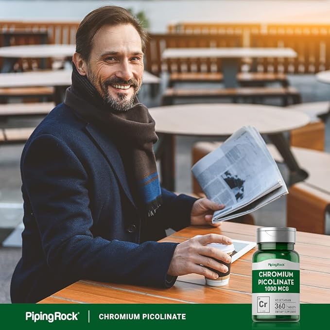 Piping Rock Chromium Picolinate 1000mcg | 360 Tablet Pills | Chromium Supplement | Vegetarian, Non-GMO, Gluten Free Supplement