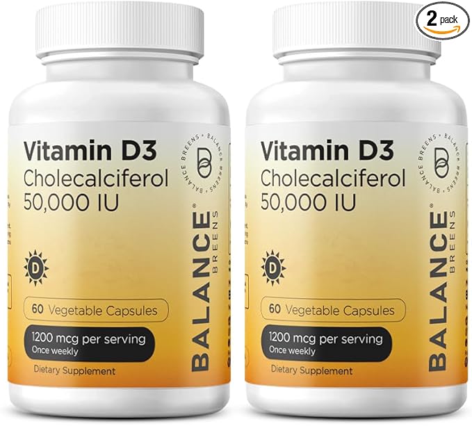 Balancebreens Vitamin D3 50,000 IU, 60 Veggie Capsules - High Potency, Supports Immune & Bone Health - Weekly Once