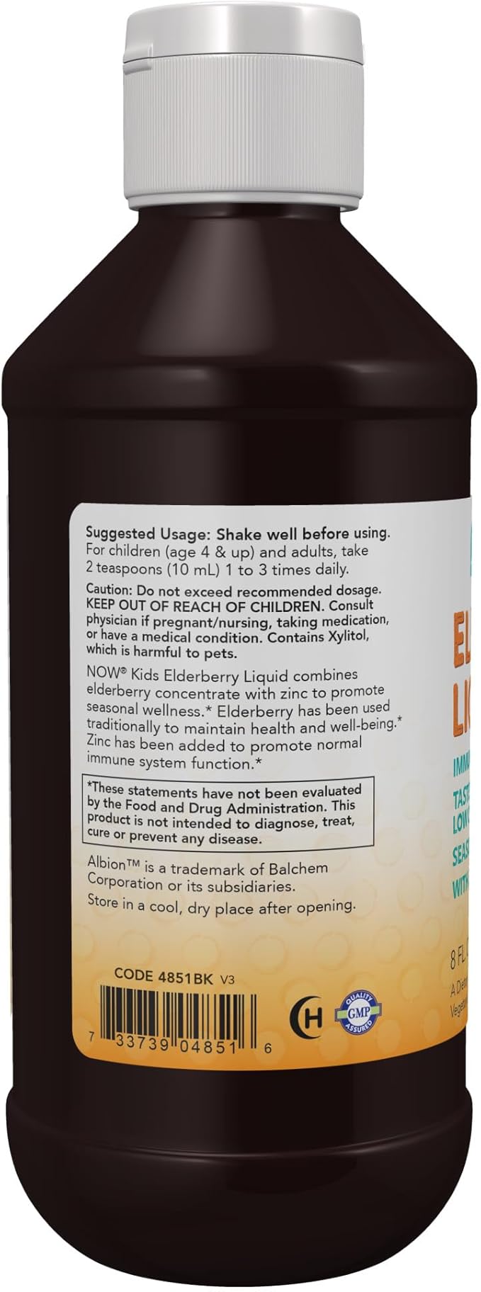 NOW Supplements, Liquid Elderberry for Kids with Zinc and Astragalus, Immune Support*, 8-Ounce, Packaging May Vary (Pack of 2)