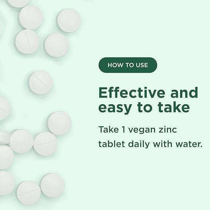 Yuve Natural Vegan Zinc Supplements 50mg, Immune Support, Fast Relief from Colds and Flu, Acne Free Skin, Healthy Hormone Levels, Non-GMO, Gluten & Sugar Free - 100 Vegetarian Tablets