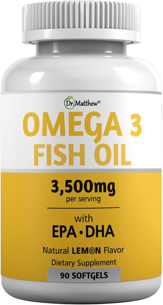 Omega 3 Fatty Acid Supplements. Burpless Fish Oil 3500mg High EPA DHA for Women & Men. Odorless, No Burp, Mercury Free Omega 3 Capsules.