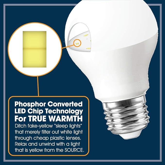 Miracle LED 3W Blue Blocking Warm Yellow Tight-Spaces Sleep Bulb Replacing Up to 50W to Replicate Setting Sun and Produce Melatonin Organically, Amber Glow, 609013 (Pack of 2)