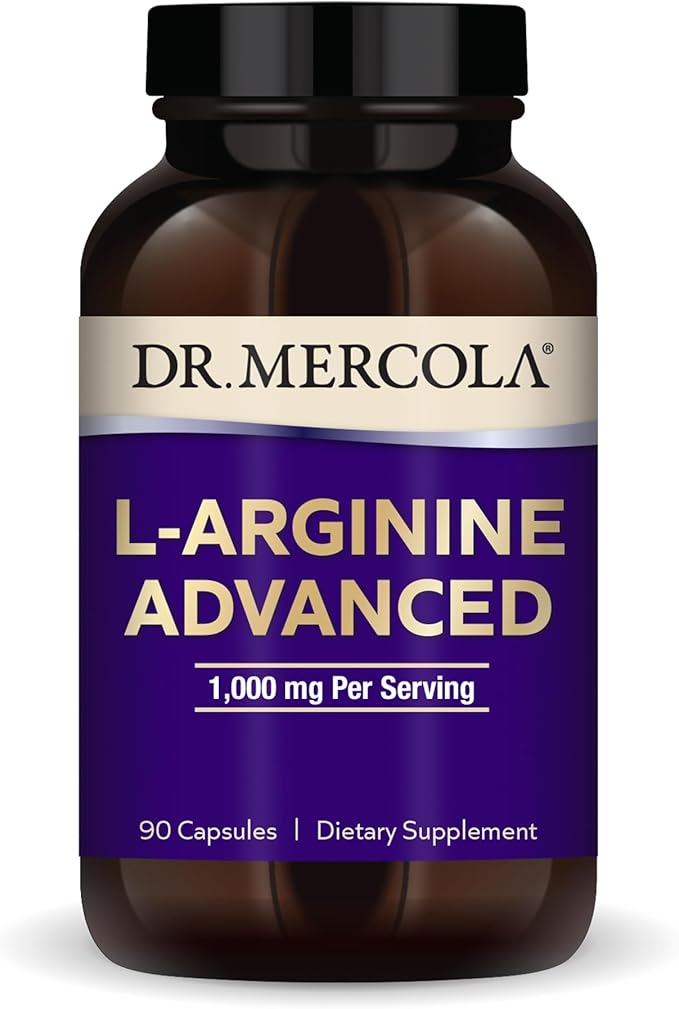 Dr. Mercola L-Arginine Advanced, 30 Servings (90 Capsules), 1,000 mg Per Serving, Dietary Supplement, Supports Energy Production, Non-GMO
