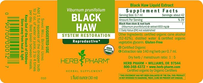 Herb Pharm Certified Organic Black Haw Liquid Extract - 1 Ounce