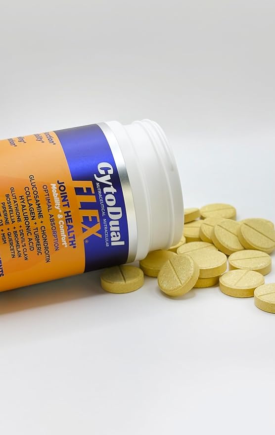 CytoDual Flex -Glucosamina Condroitina Msm Boswellia -Suplemento para el alivio del dolor de articulaciones –Tab. Masticables antiinflamatorias y antioxidantes para tu espalda, rodillas, manos.90 Días