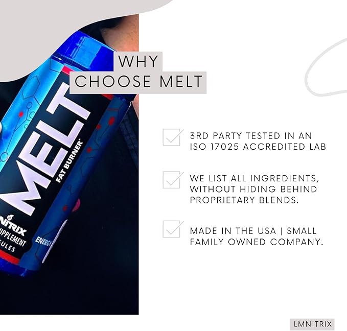MELT - Best Thermogenic Fat Burner for Men & Women - Appetite Suppressant Pills for Fast Weight Loss - Energy Booster and Mental Focus Supplement - Diet Pills That Work - 60 caps